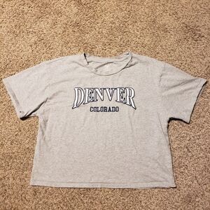 Dever Colorado Embroidered Crop Top Grey Blue